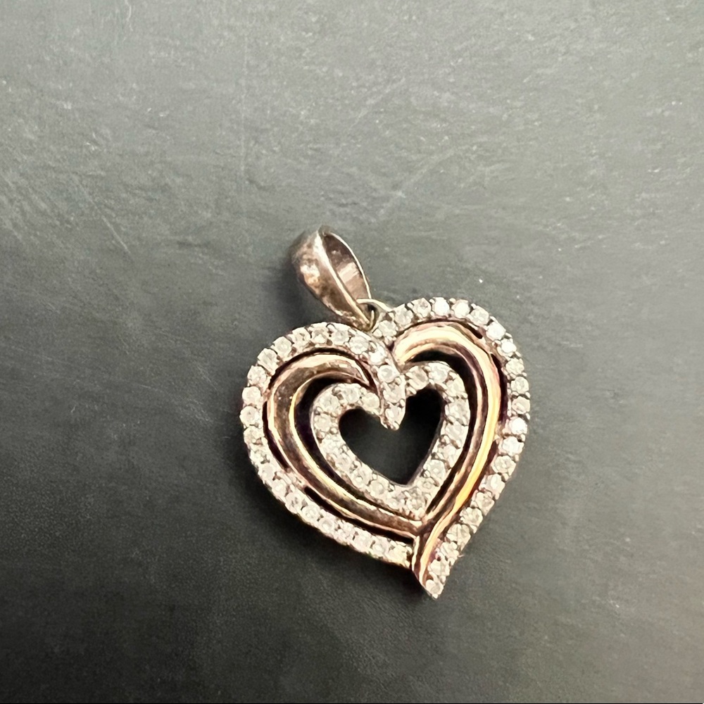 Sterling Silver/Rose Gold Heart Pendant